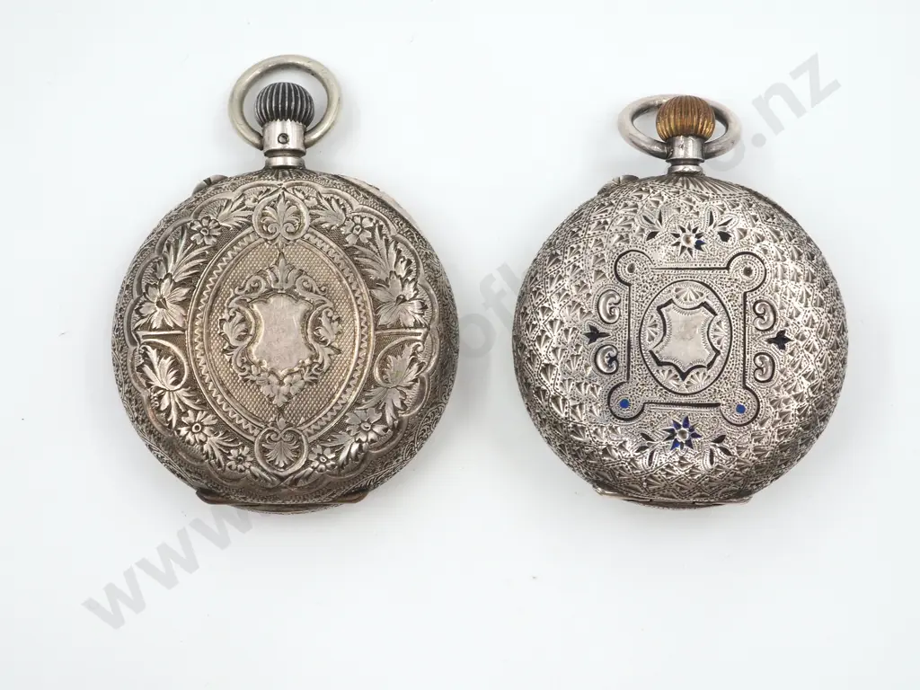 Two Sterling Silver Open faces Pocket Watches A/F Image 1++