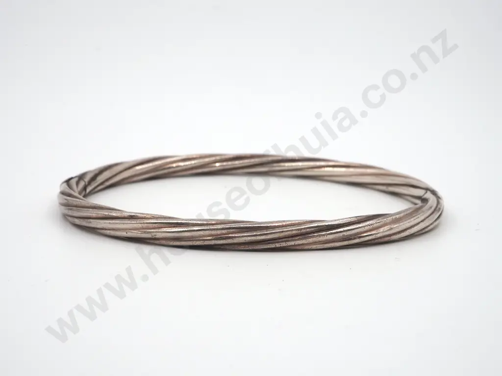 Sterling Silver Twisted Hinge Bangle Image 1++