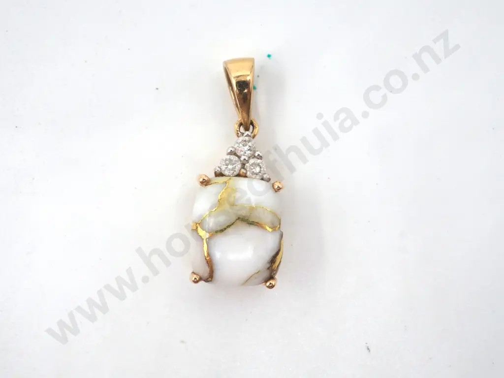 14ct Gold w Gold Bearing Quartz or Diamond Jewellery Set Image 1++