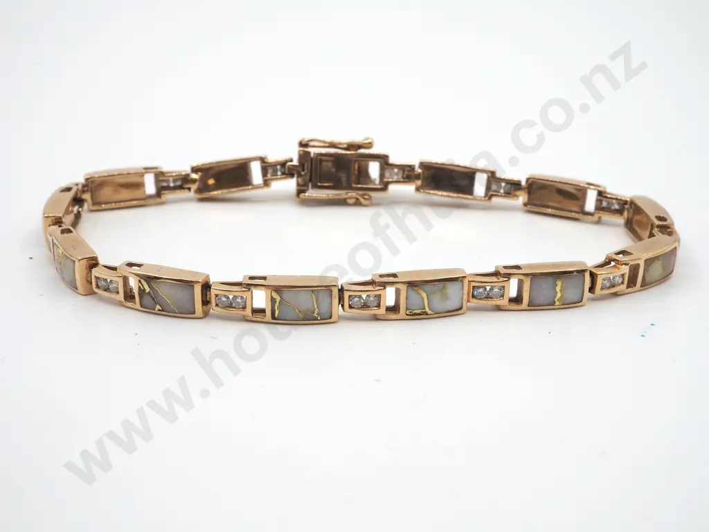 14ct Gold w Gold Bearing Quartz or Diamond Jewellery Set Image 1++