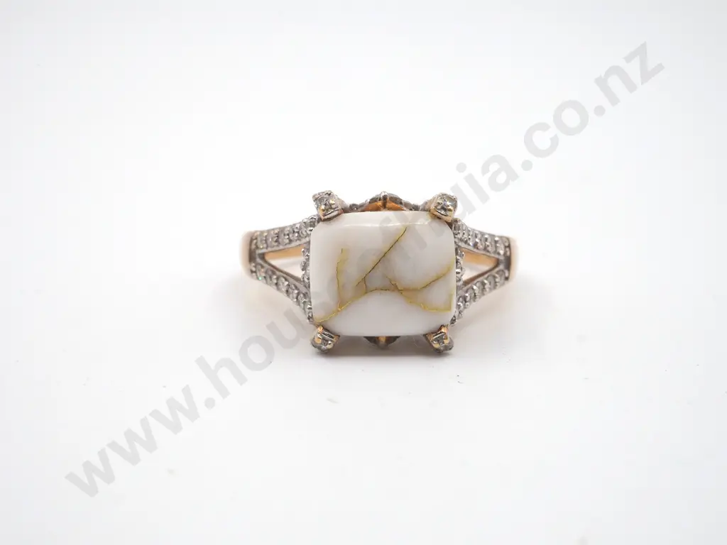 14ct Gold w Gold Bearing Quartz or Diamond Jewellery Set Image 1++