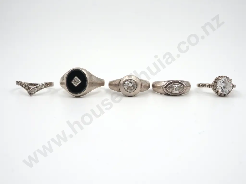 Five Sterling CZ Gem Set Rings  Image 1++