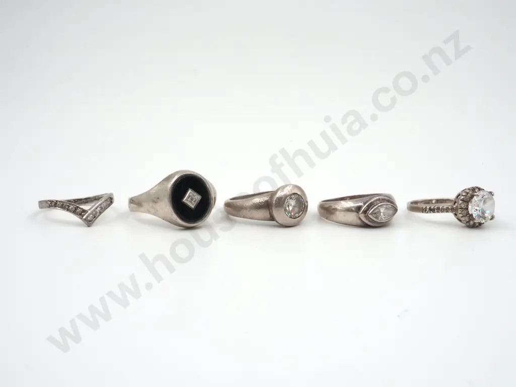 Five Sterling CZ Gem Set Rings  Image 1++