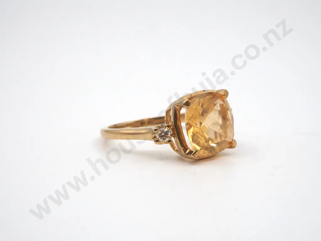 9ct Gold Citrine Diamond Ring Image 1++