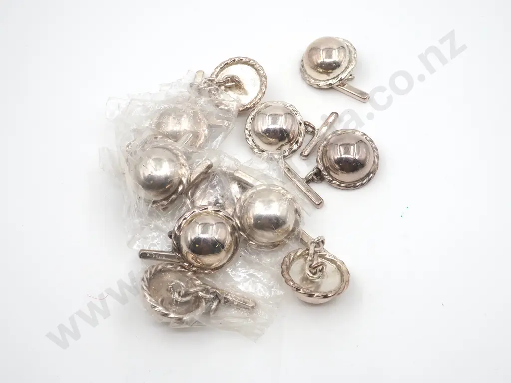 Six Pairs of Sterling Silver Cufflinks; Concave Pie Image 1++