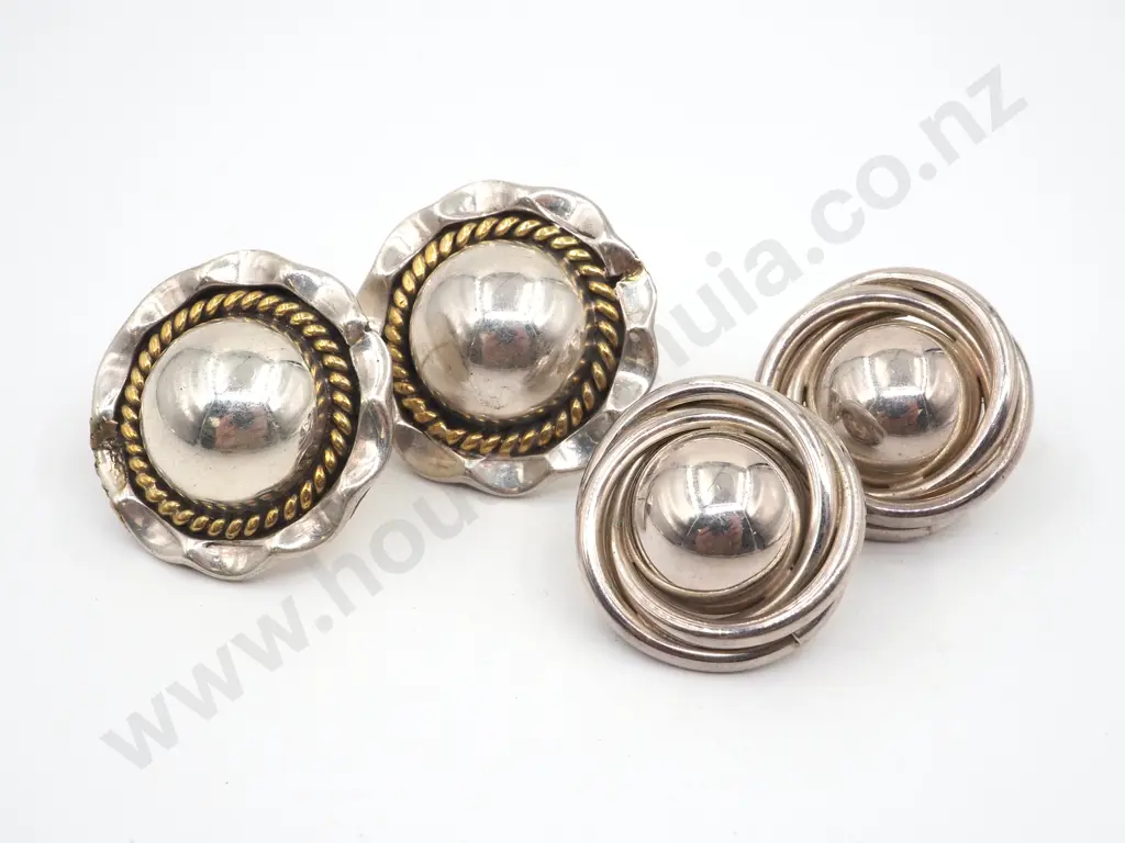 Two Pairs Sterling Silver Earrings Image 1++