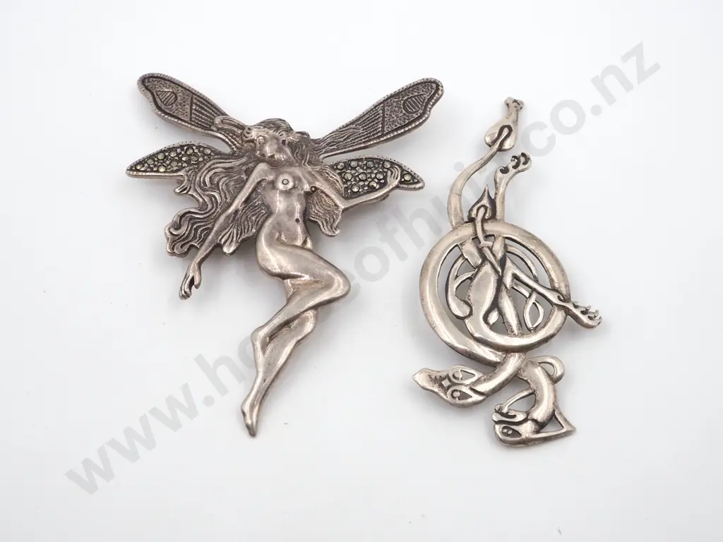 Two Sterling Silver Brooches Image 1++