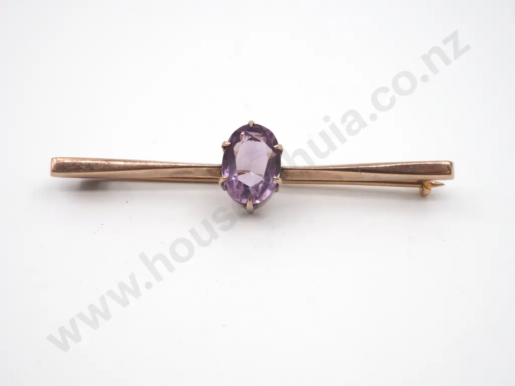9ct gold amethyst brooch  Image 1++