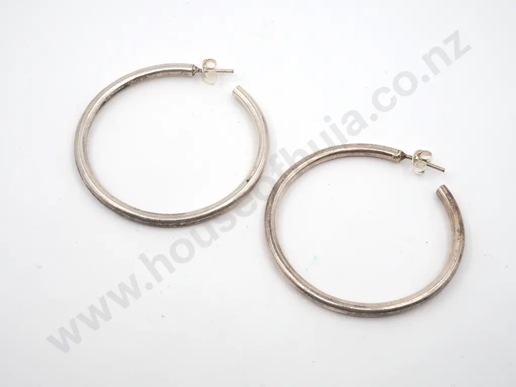 Sterling Silver Classic Hoop Earrings Image 1++