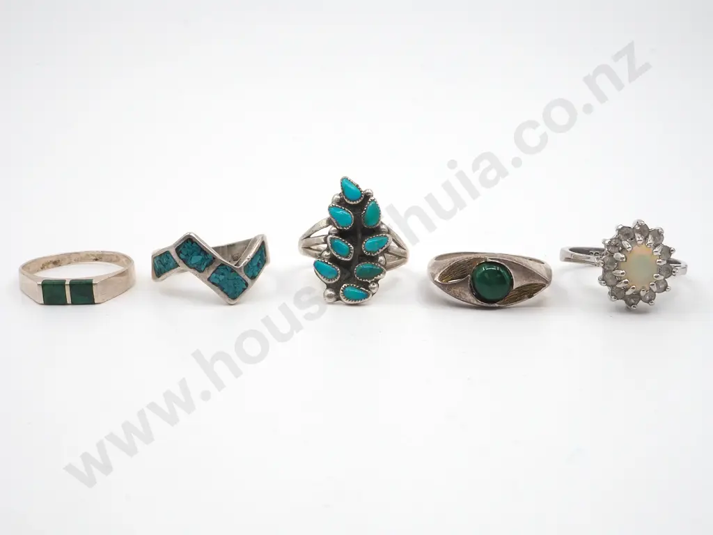 Five Sterling Silver Gem Rings Image 1++