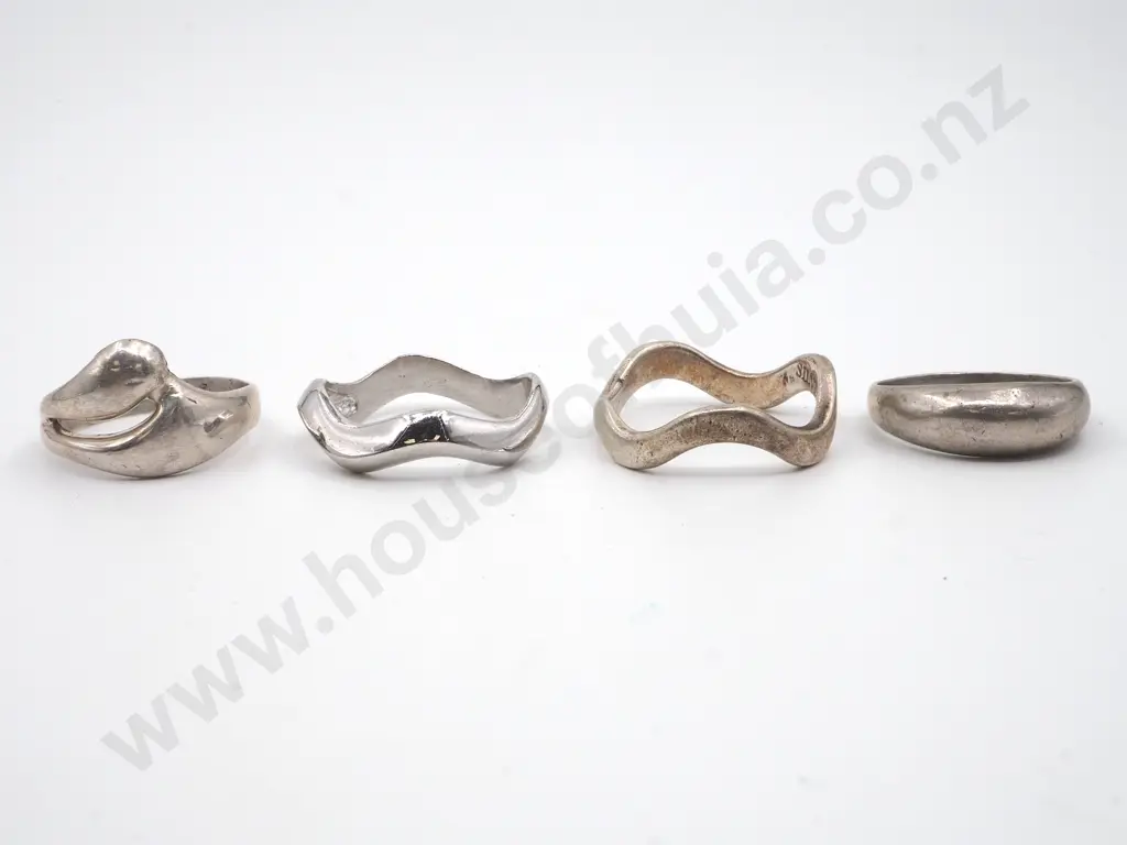 Four Sterling Silver Funky Rings Image 1++