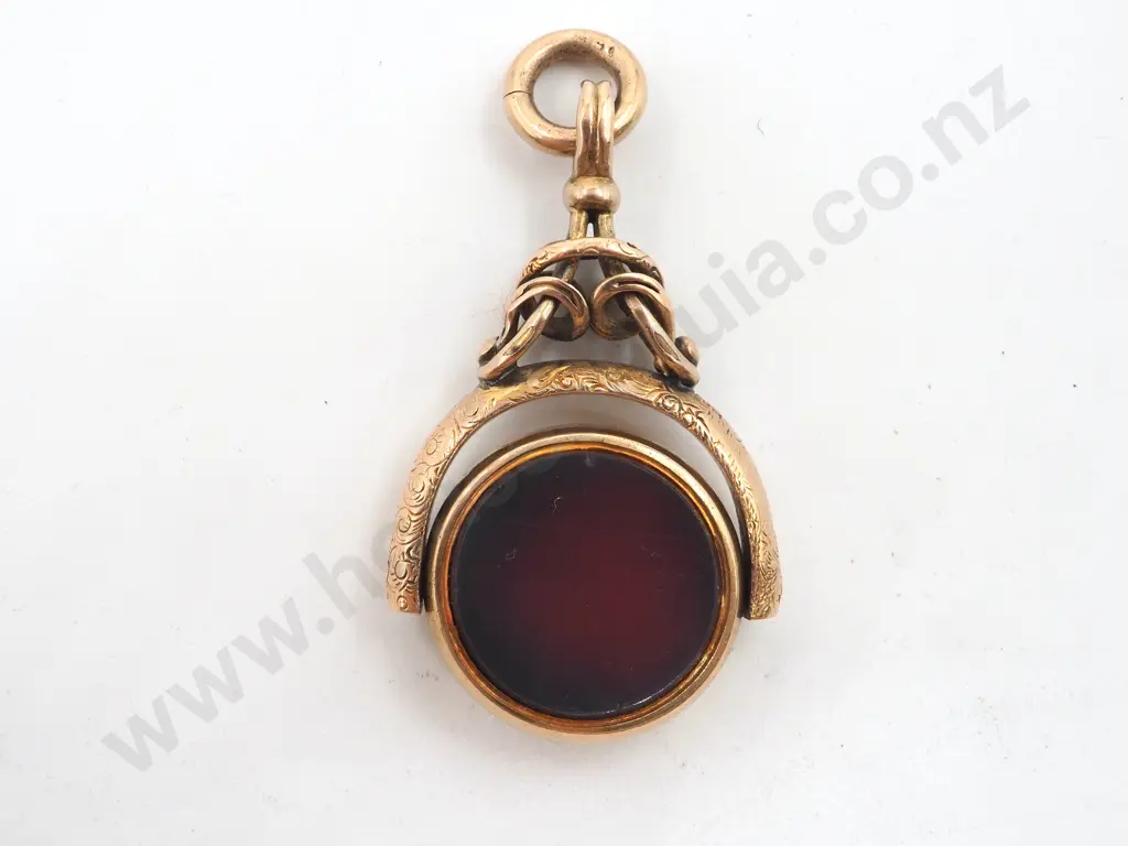 15ct Gold Victorian Fob Spinner Bloodstone/Carnelian Image 1++