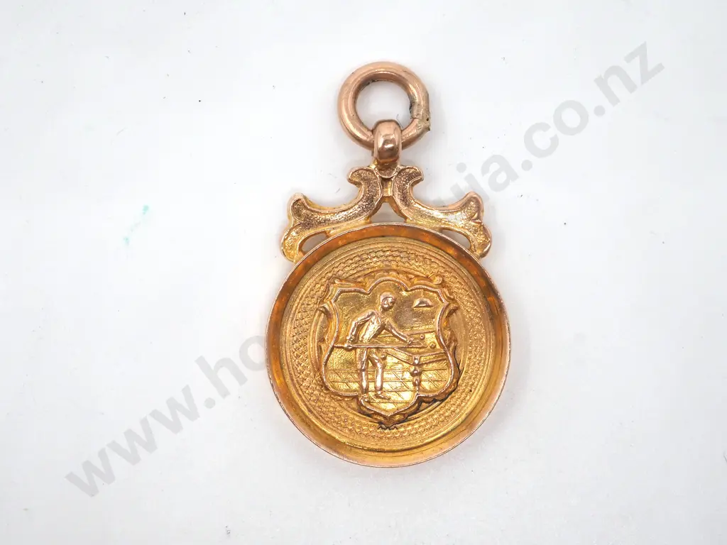 9ct Gold Fob Medal, Pool Snooker Billiards, Birmingham 1937 Image 1++
