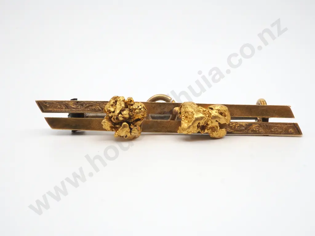 15ct Gold Nugget Brooch Circa 1920 Image 1++