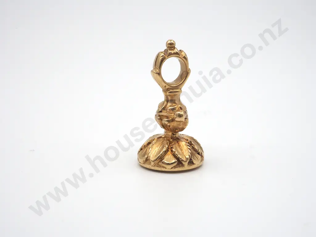 14ct Gold Antique Fob Seal - Dove & Olive Branch Image 1++