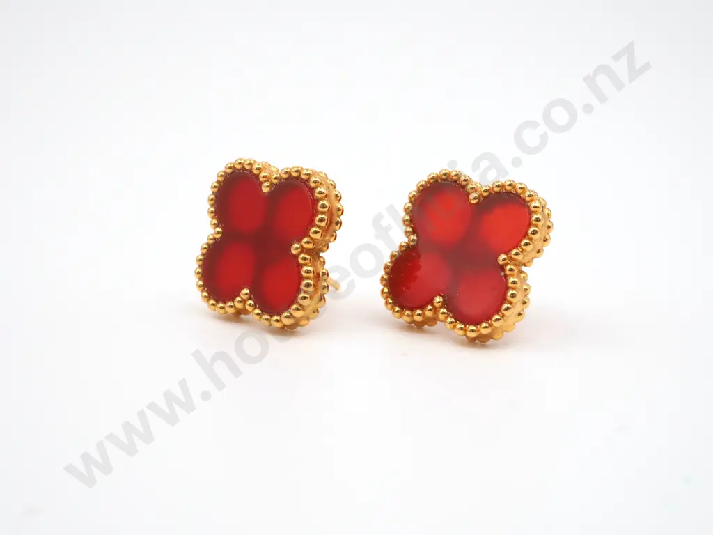 18ct Gold Homage to VCA Alhambra Earrings Image 1++