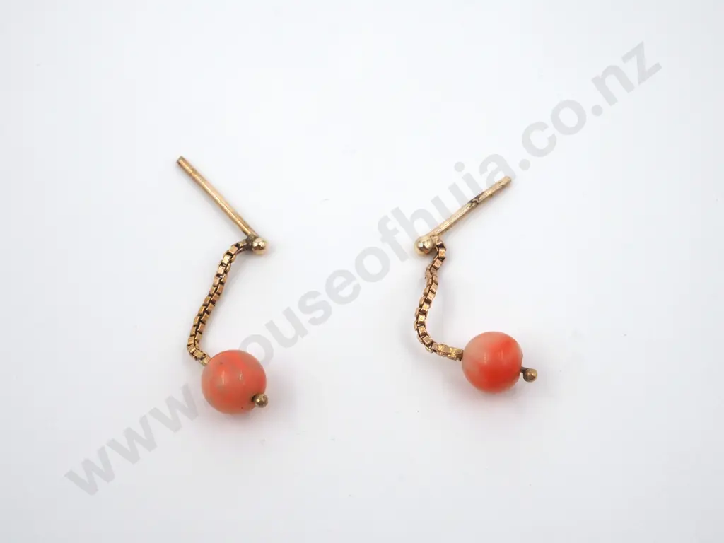 9ct Gold Coral Earrings (No Butterflies) Image 1++