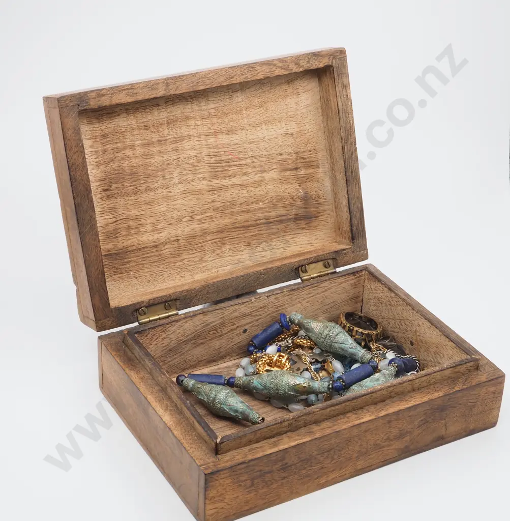 Wooden Box of Costume Jewellery  Image 1++