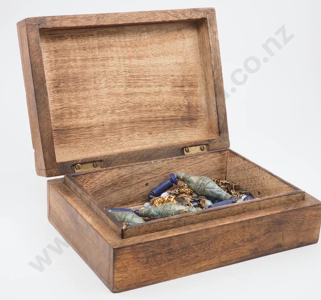 Wooden Box of Costume Jewellery  Image 1++
