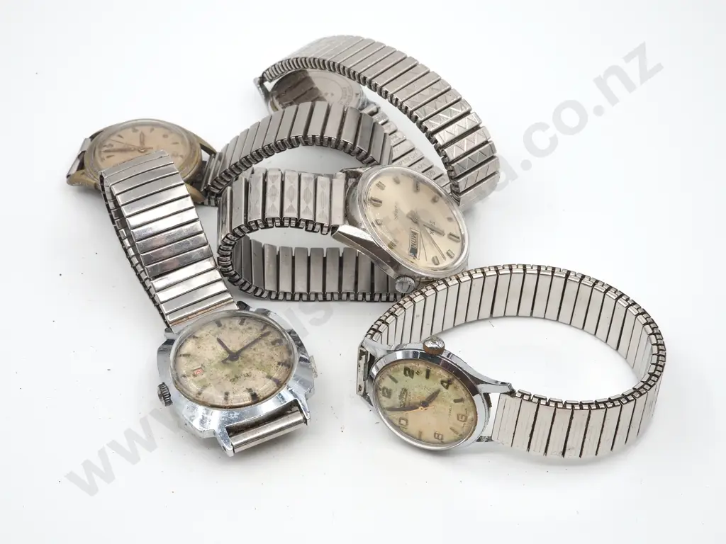 Lot of Five Vintage Flexi Strap Mechanical Watches Image 1++