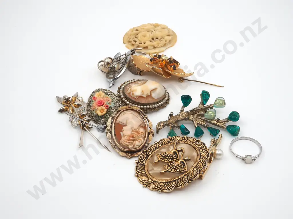Assorted Lot of Costume Jewellery Brooches Image 1++