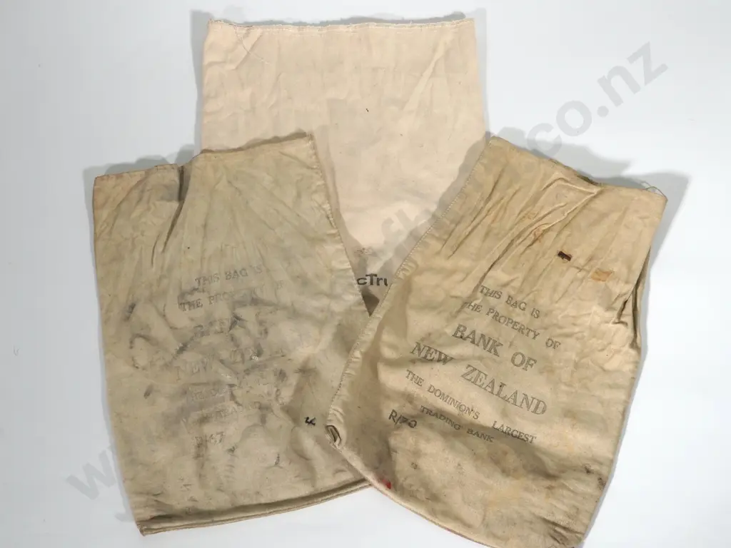 Three New Zealand Marked Bank Cash Bags Image 1++