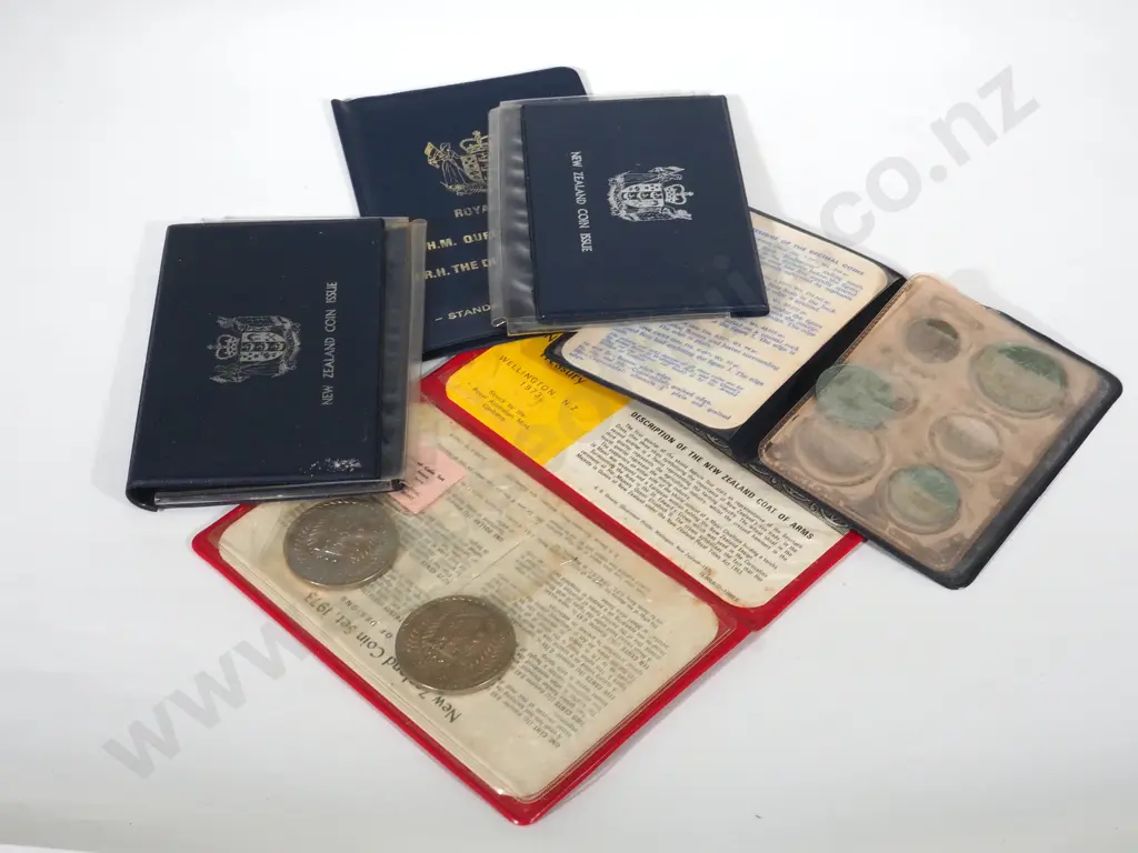 Five Assorted New Zealand Coin Cases Either Partial or Empty Image 1++
