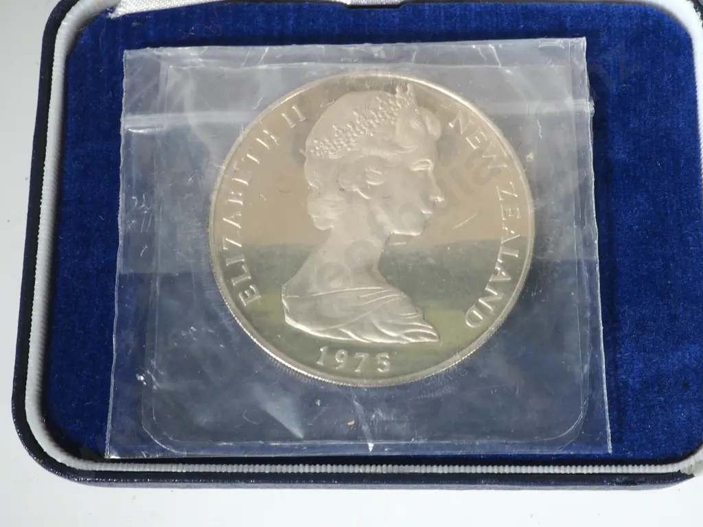 Three New Zealand 1975 Cased Proof One Dollar Coins Image 1++