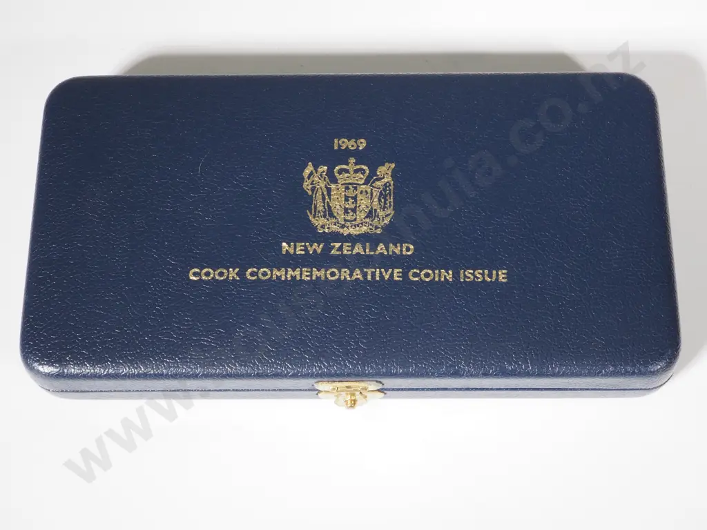 Three New Zealand 1969 Polished Sets in Plush Cases ( One missing coins) Image 1++