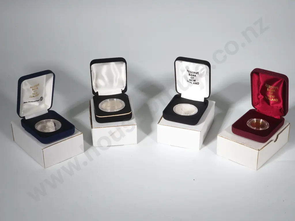 Four New Zealand $5 Cased Coins & One $10 Gabriel's Gully Coin Image 1++