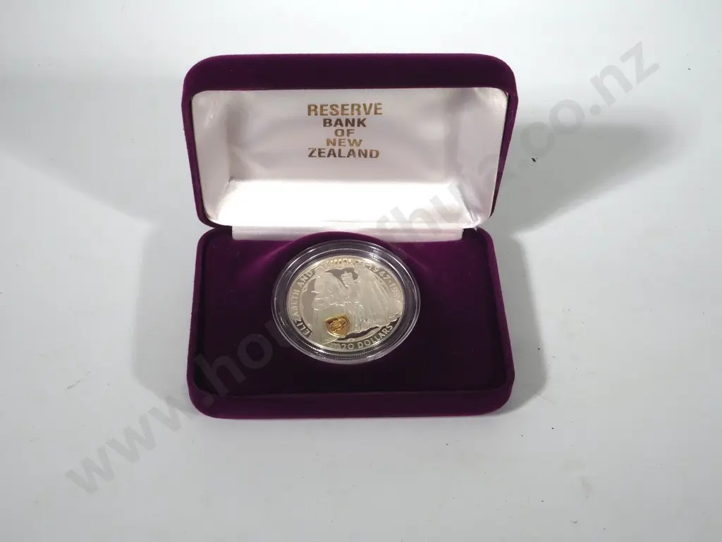 New Zealand 1997 $20 Sterling Silver Proof Coin w Gold Cameo Image 1++
