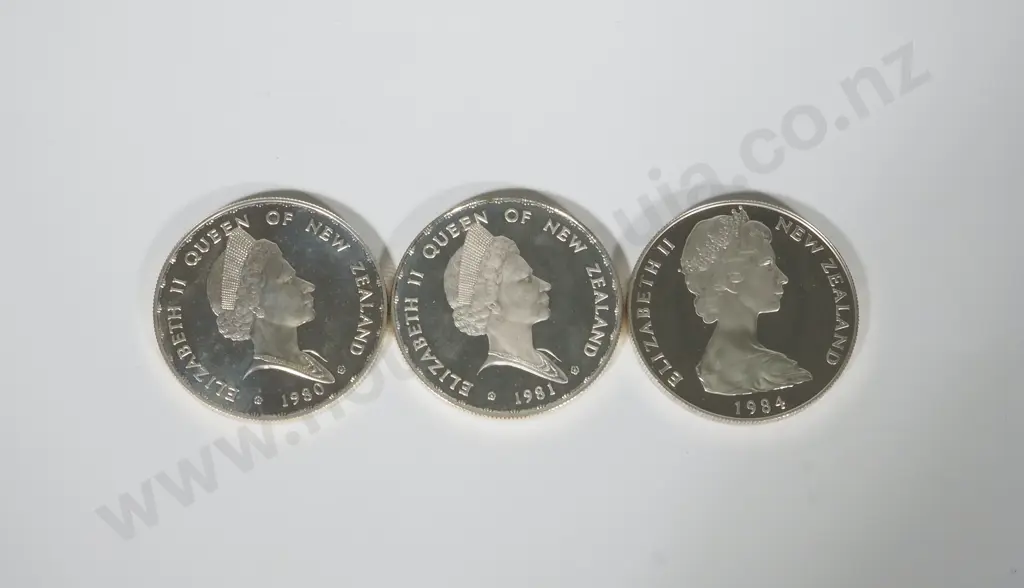 Three New Zealand Proof Sterling Silver One Dollar Coins: No Cases or Certs Image 1++