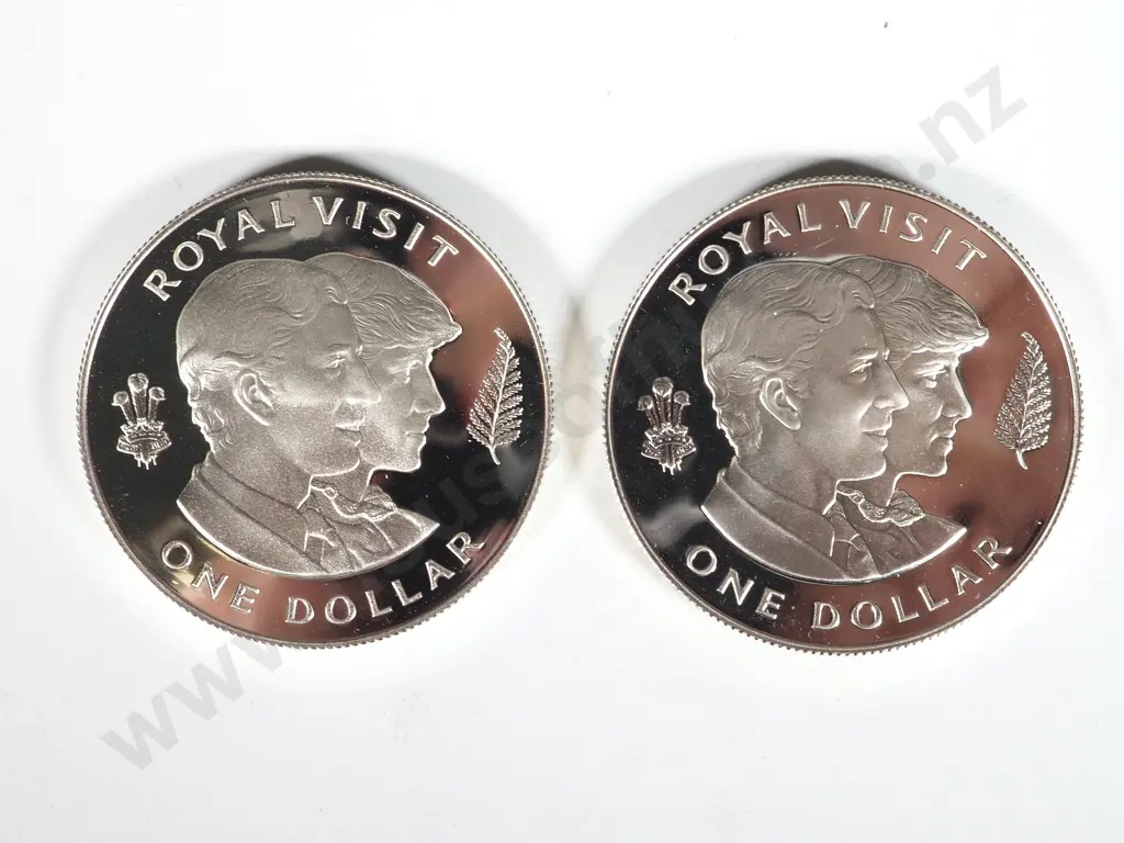 Two New Zealand 1983 Sterling Silver Royal Visit Proof Coins: Image 1++