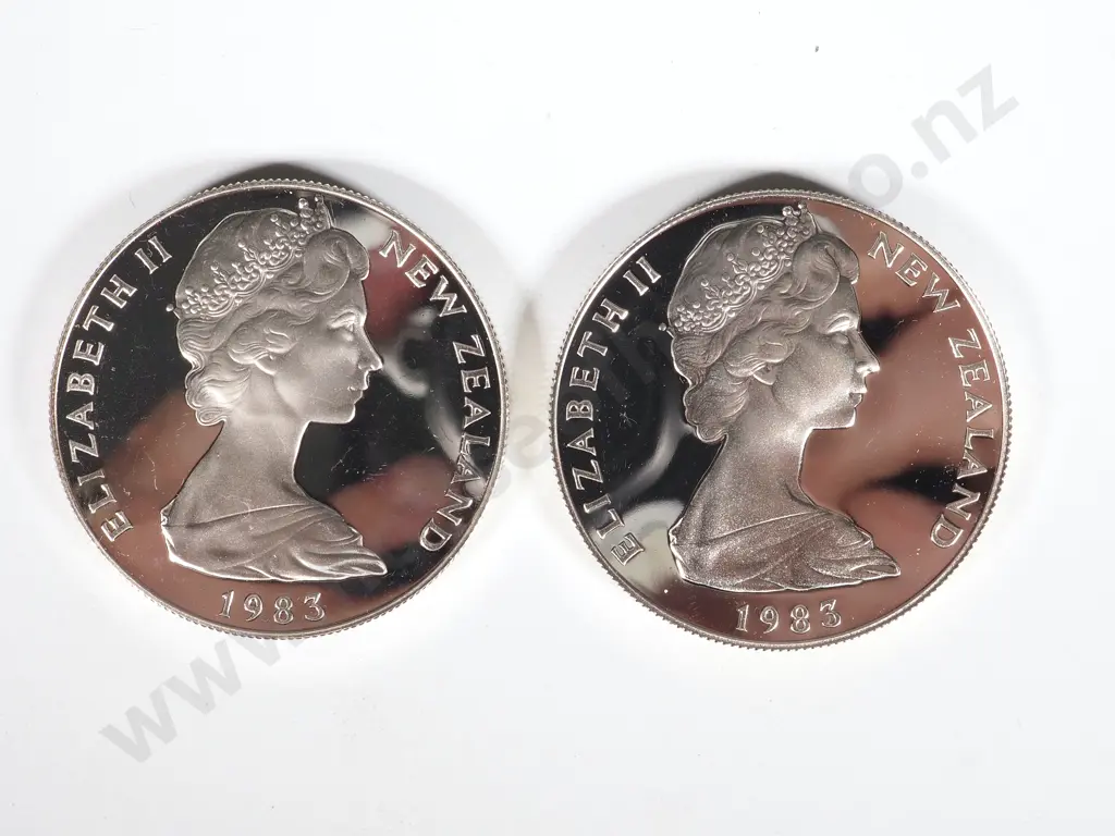 Two New Zealand 1983 Sterling Silver Royal Visit Proof Coins: Image 1++