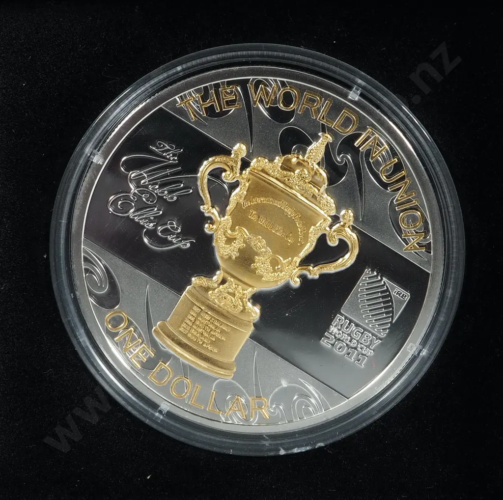 Three New Zealand Proof Silver Dollars:  2011 Webb Ellis Cup & 2015 II Cricket & 2017 Lions Tour:  Total CV $505 NZD Image 1++
