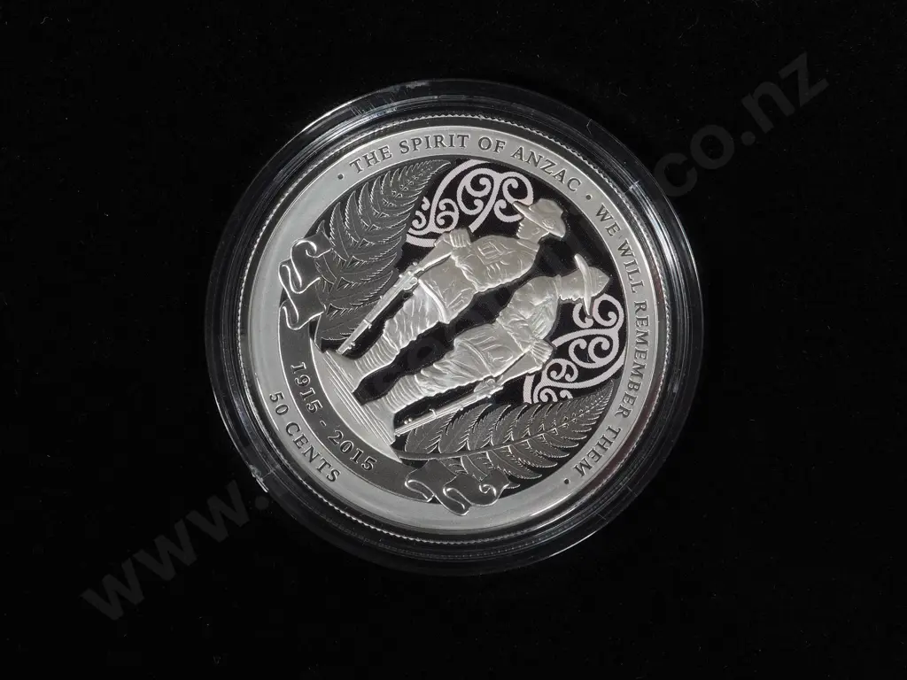 Two New Zealand Silver Proof Coins : 2012 RNZAF 75th, & 2015 Spirit of Anzac: Total CV $345 NZD Image 1++