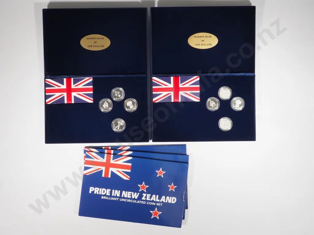 Two New Zealand 1998 Pride in NZ Proof Sets & Two 2 UNC Sets: Total CV $430 NZD Image 1++