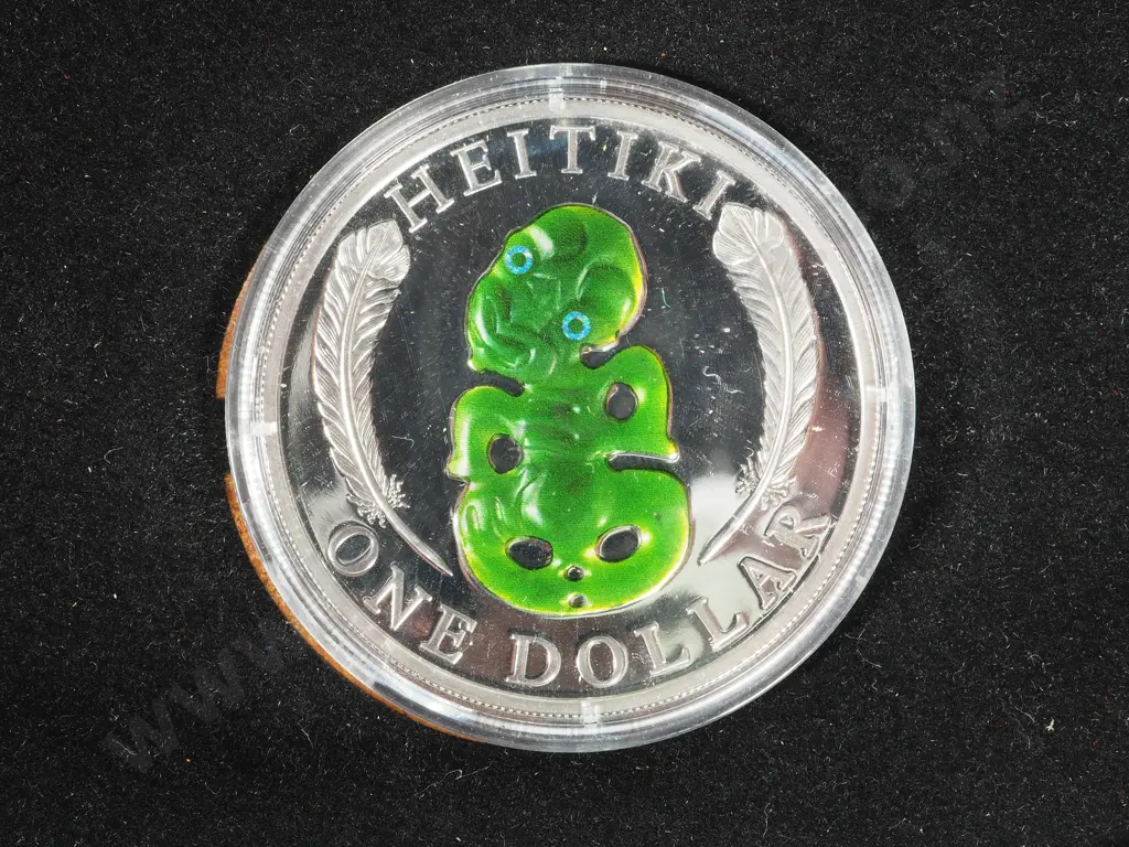 2010 New Zealand Cased Silver Proof Dollars: Maori Art Heitiki Image 1++