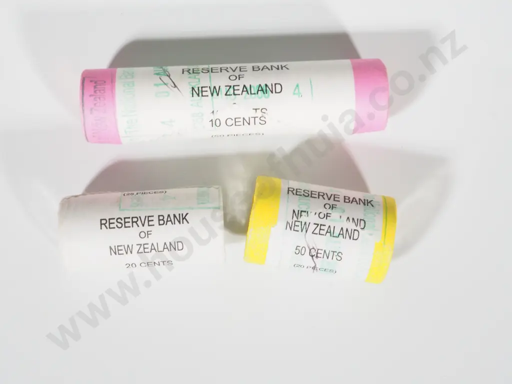 New Zealand 2006 Unopened Bank Rolls of 10, 20 & 50 Cent Coins Image 1++