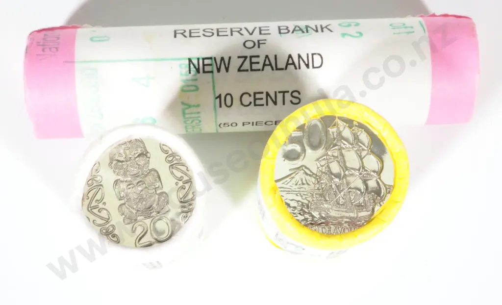 New Zealand 2006 Unopened Bank Rolls of 10, 20 & 50 Cent Coins Image 1++
