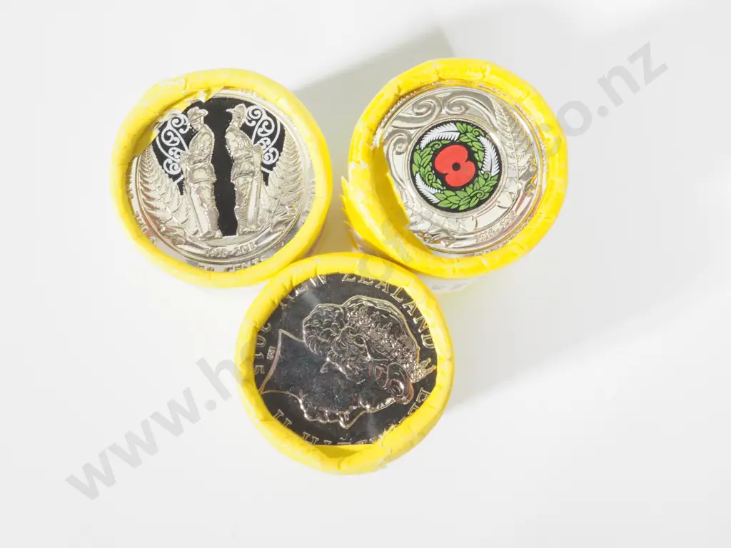 Two New Zealand 2015 Anzac 2018 Armistice Coin Rolls: Total CV $295 Image 1++