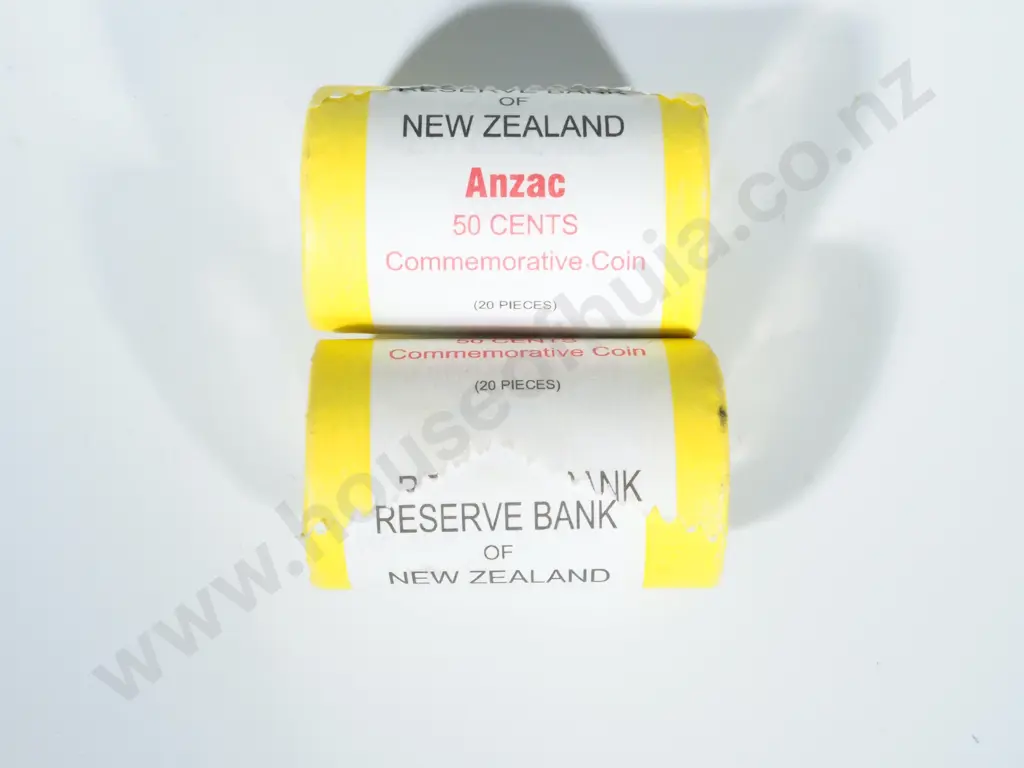 Two New Zealand 2015 Anzac 50 Coin Rolls: Total CV $220 Image 1++