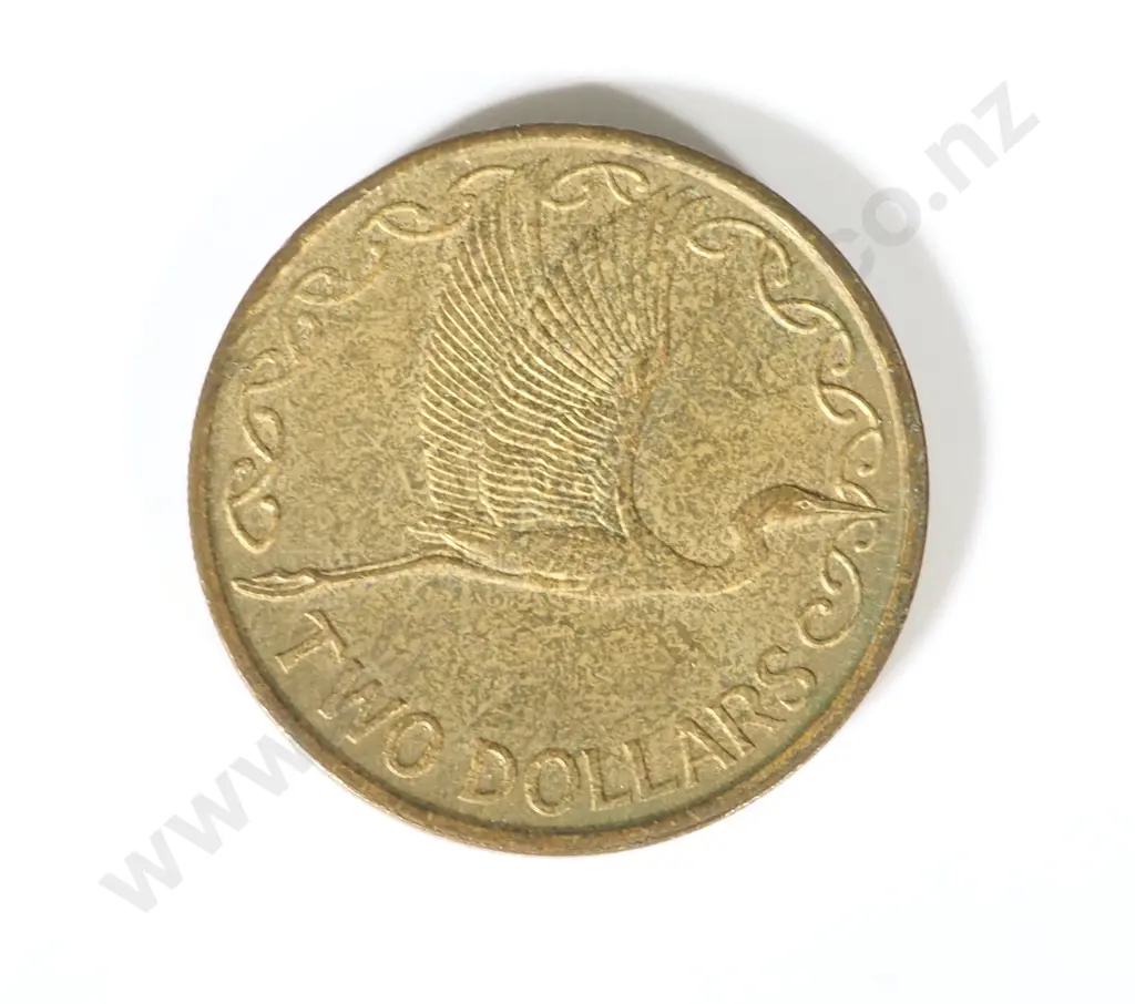 New Zealand 1990 Two Dollar Coin with Large Die Crack Image 1++