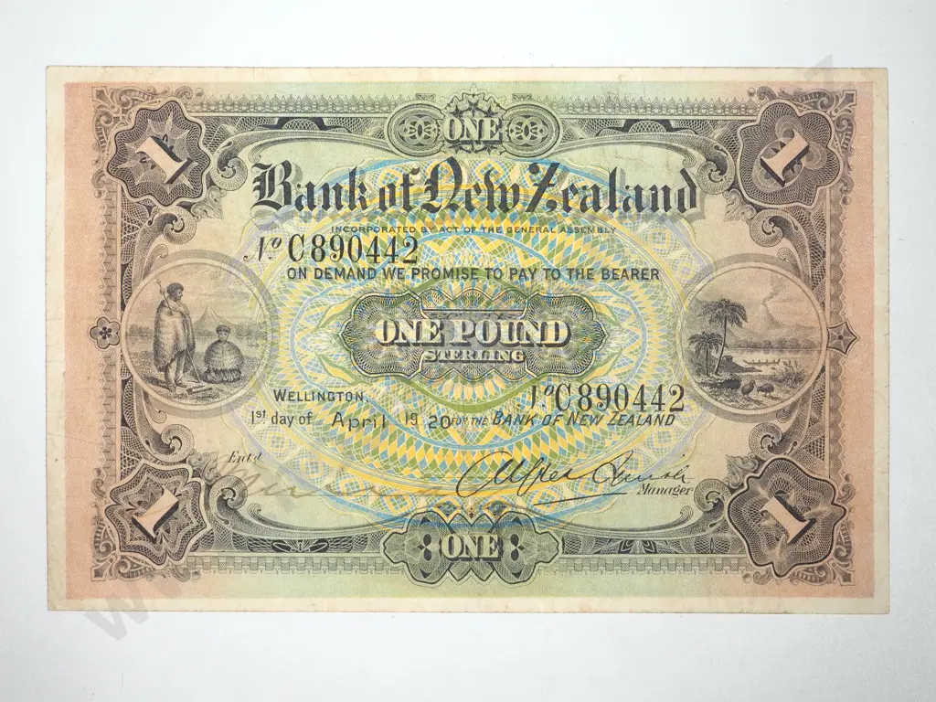 Bank of New Zealand One Pound, 1st April 1920 Image 1++