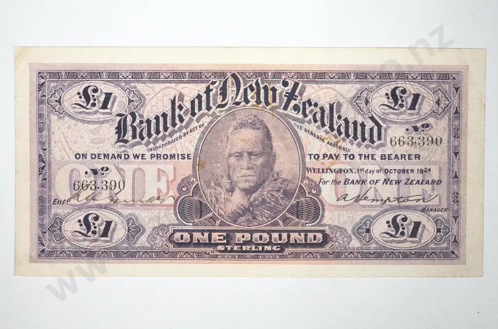 Bank of New Zealand One Pound, 1st October 1924 Image 1++