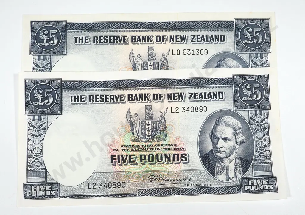 Two AUNC Five Pound Fleming Banknotes Image 1++