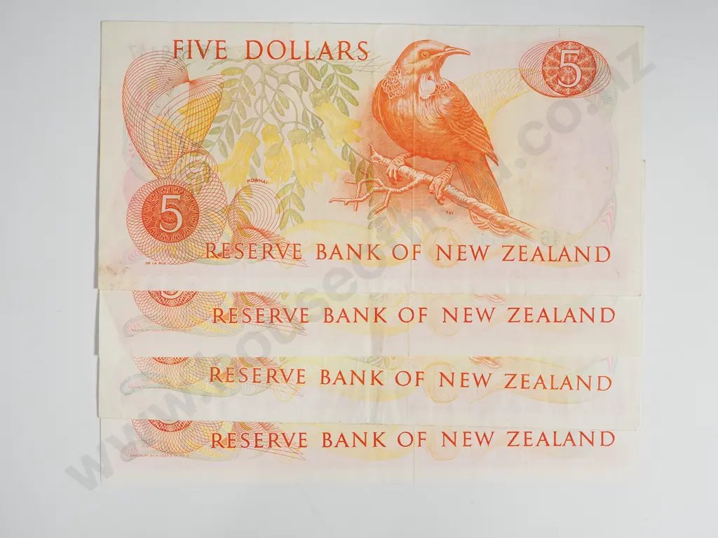 Four New Zealand $5 Notes: Three Hardie & One Don Brash Image 1++