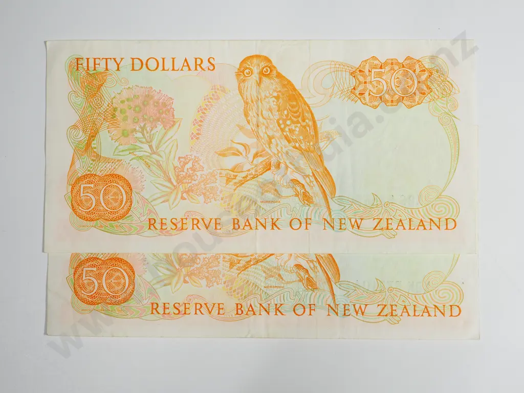Two New Zealand $50 Brash Banknotes Image 1++