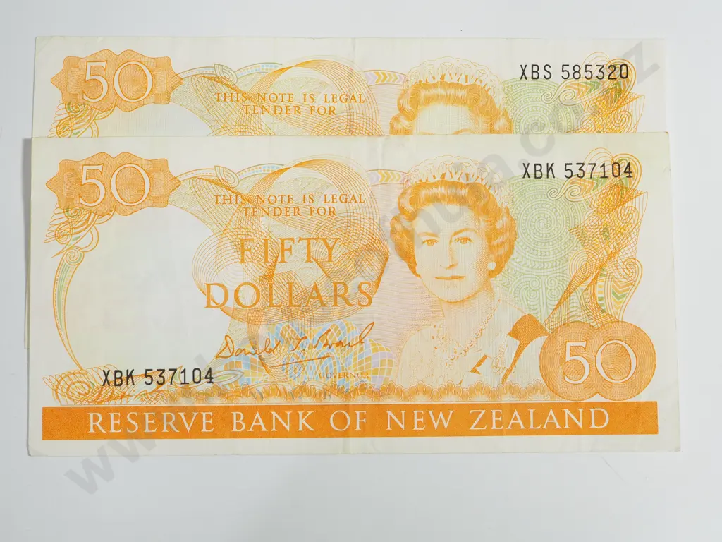 Two New Zealand $50 Brash Banknotes Image 1++