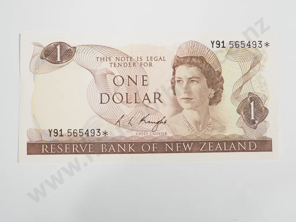 New Zealand AUNC $1 Knight Star Note Image 1++